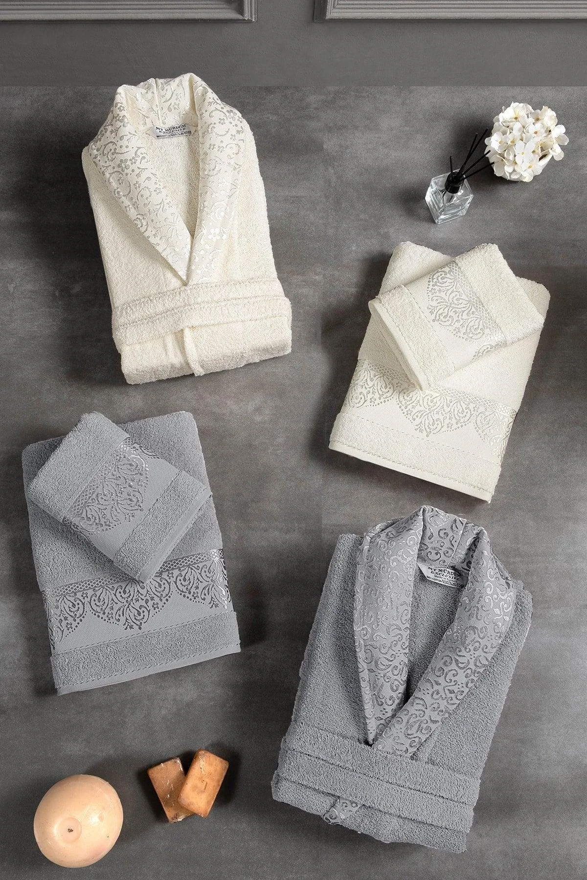 10-Piece Bathrobe Set in Jacquard Design for Family Use
