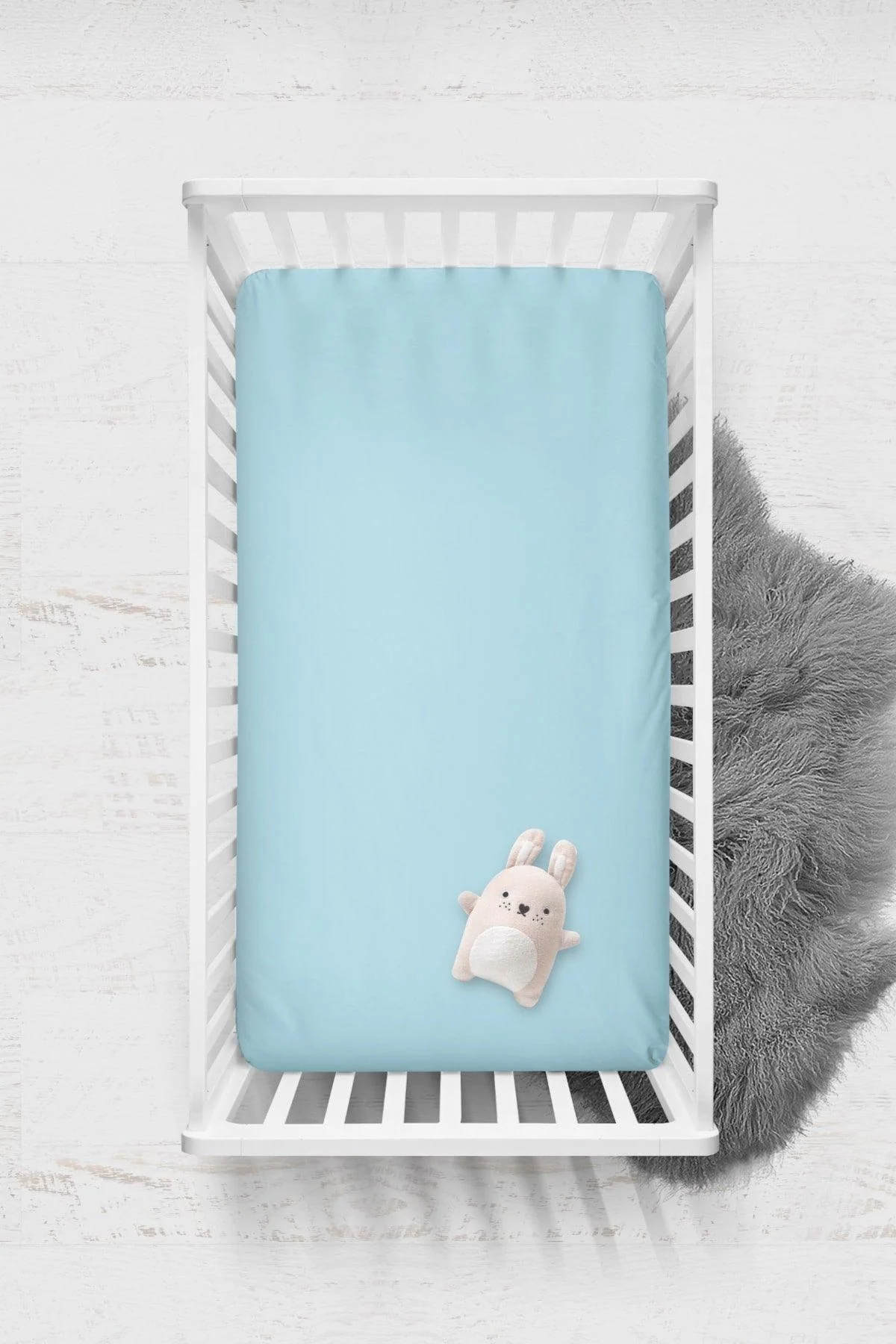 100% Cotton Combed Elastic Fitted Sheet – Light Blue, 70×140 cm
