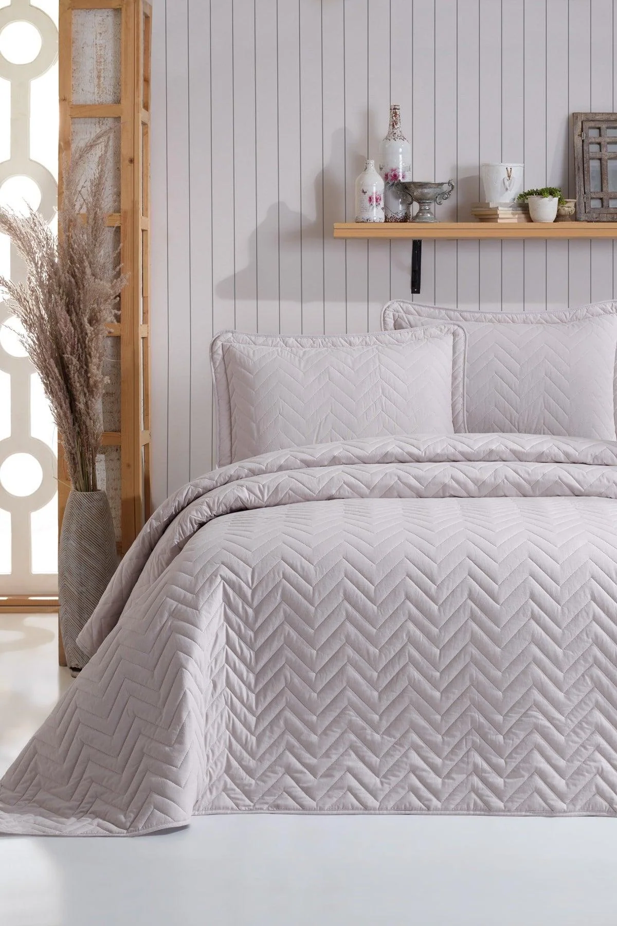 Double-Bedspread Set with Quilted Pillowcases - 260 x 240 cm, 100% Cotton