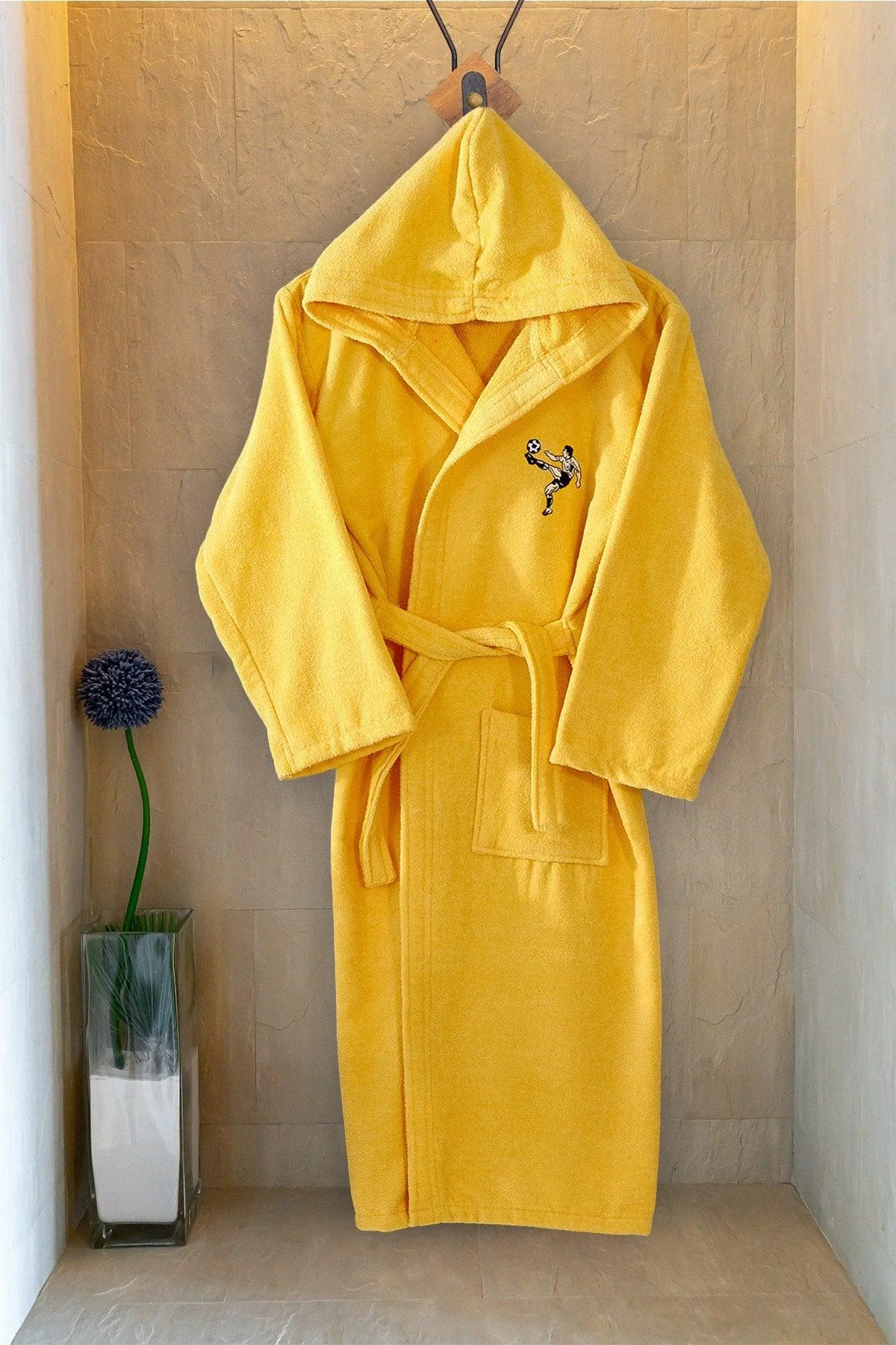 Yellow 100% Cotton Teen Bathrobe for Casual Comfort and Style