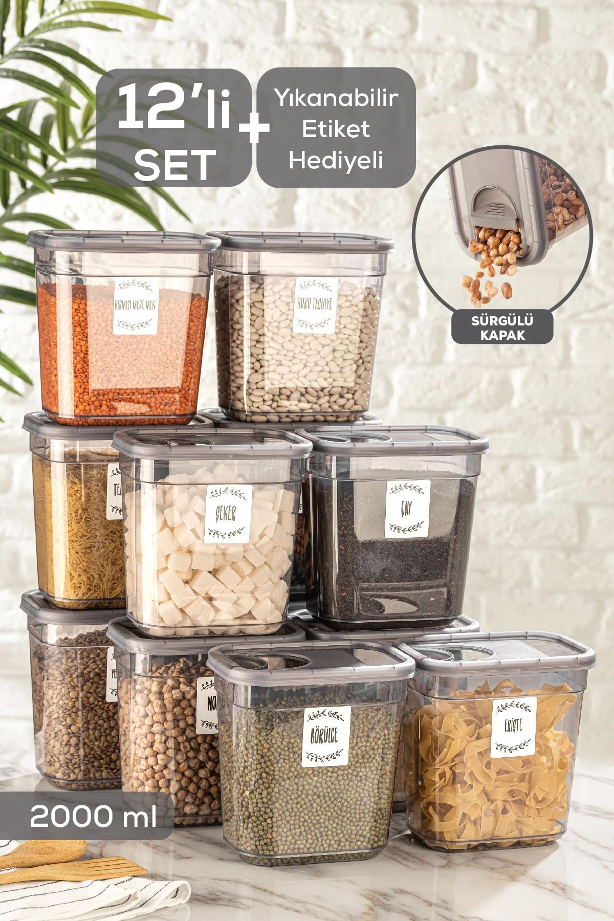 12-piece 2-liter airtight rectangular storage container set