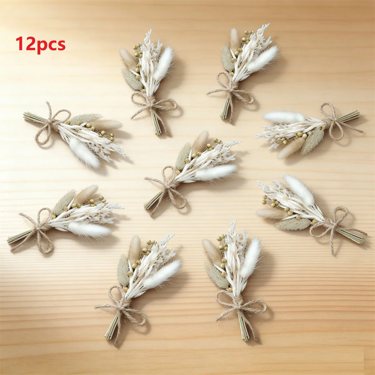12-Piece Dried Rabbit Tail Grass Decor Set