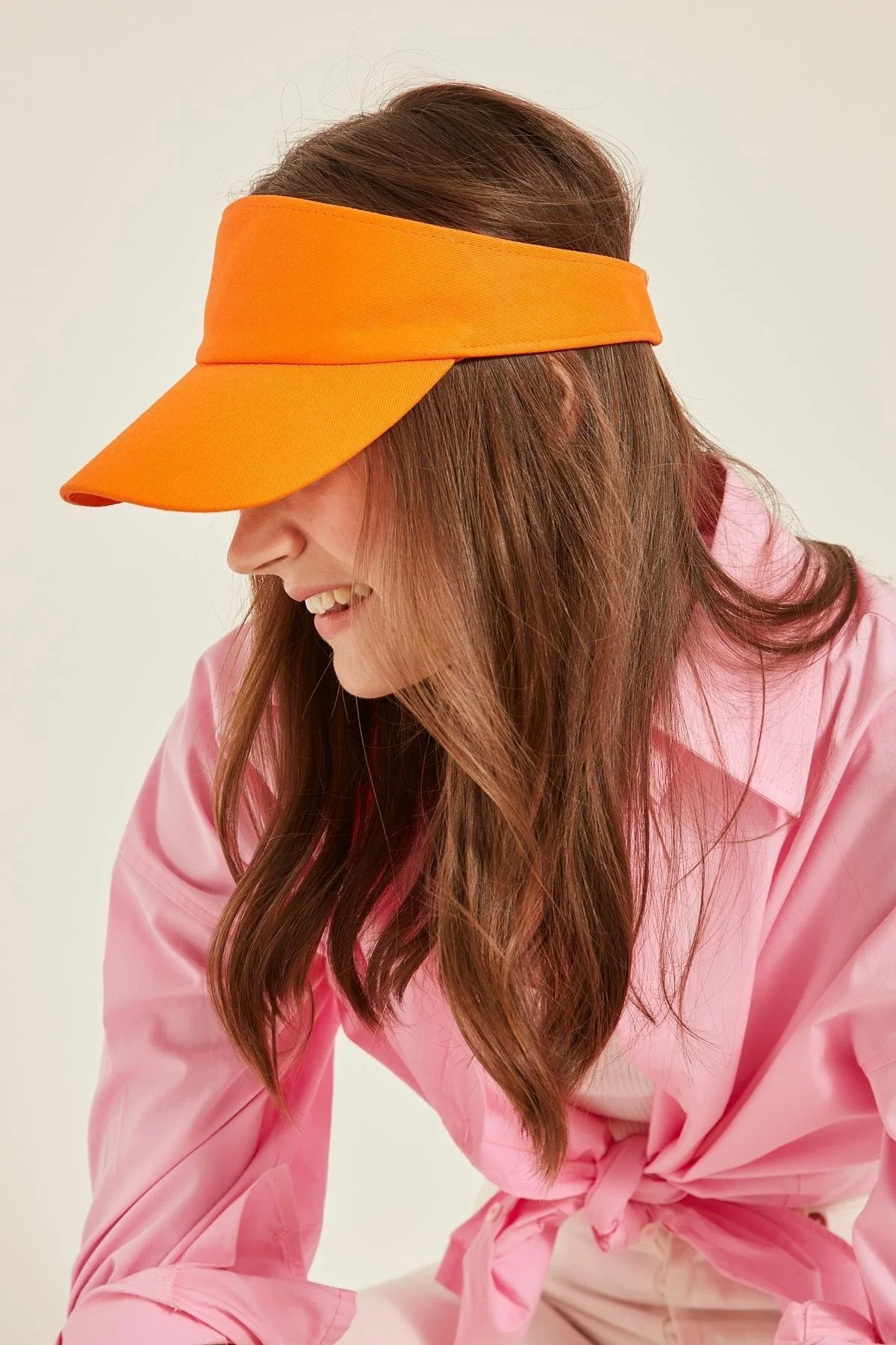 Orange cotton tennis cap with adjustable velcro closure