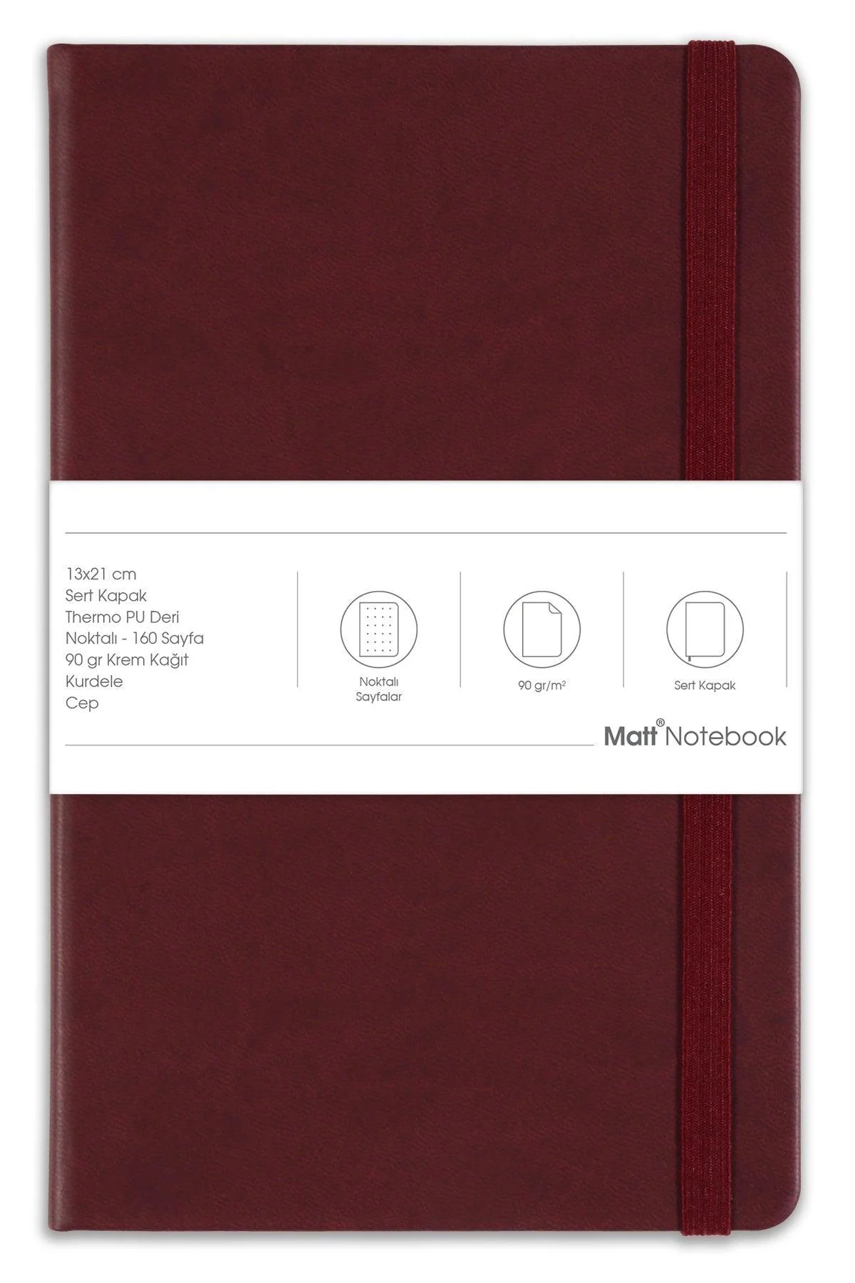 Claret red dotted notebook, 13x21 cm