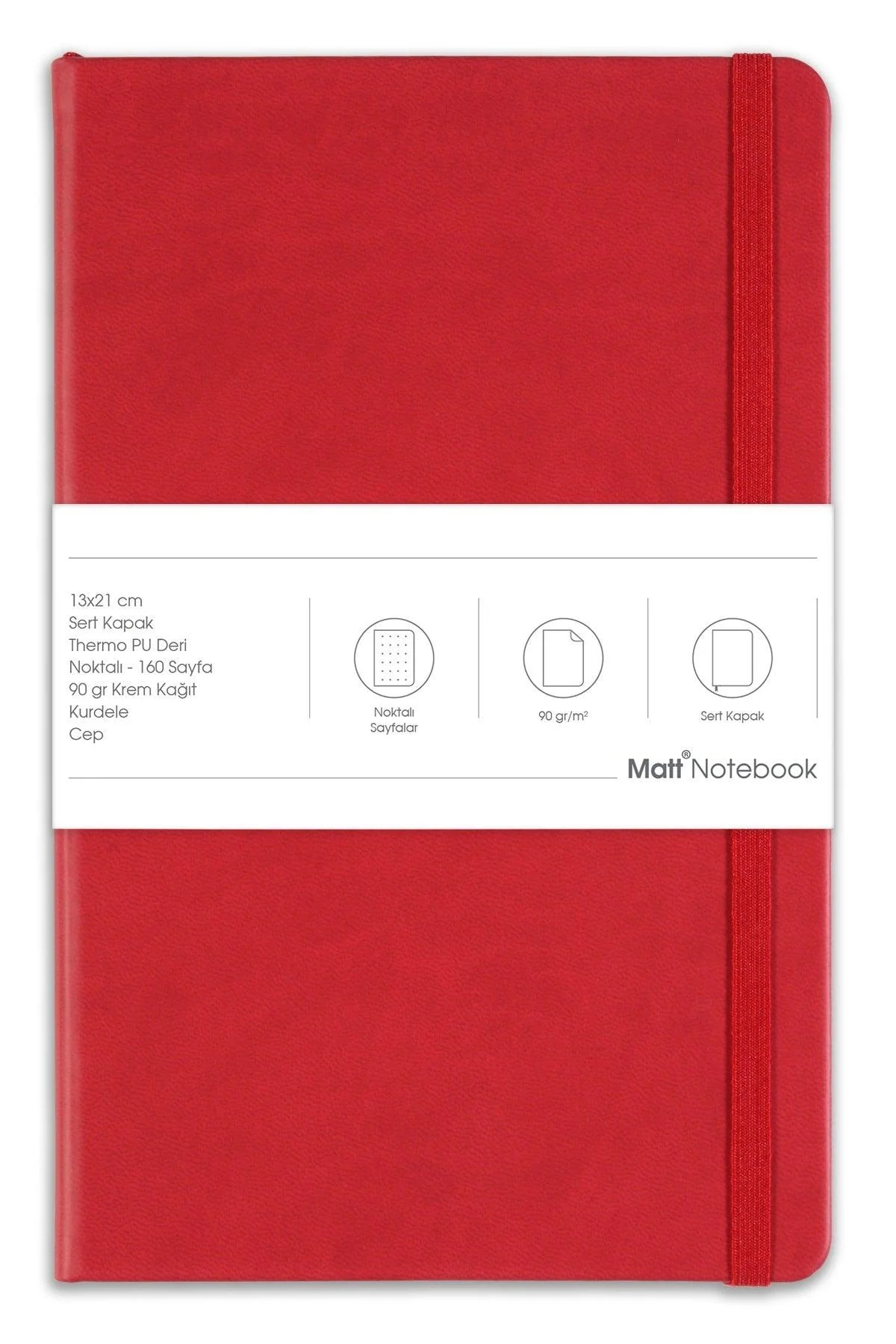 Red dotted A5 notebook with hardcover and ivory paper