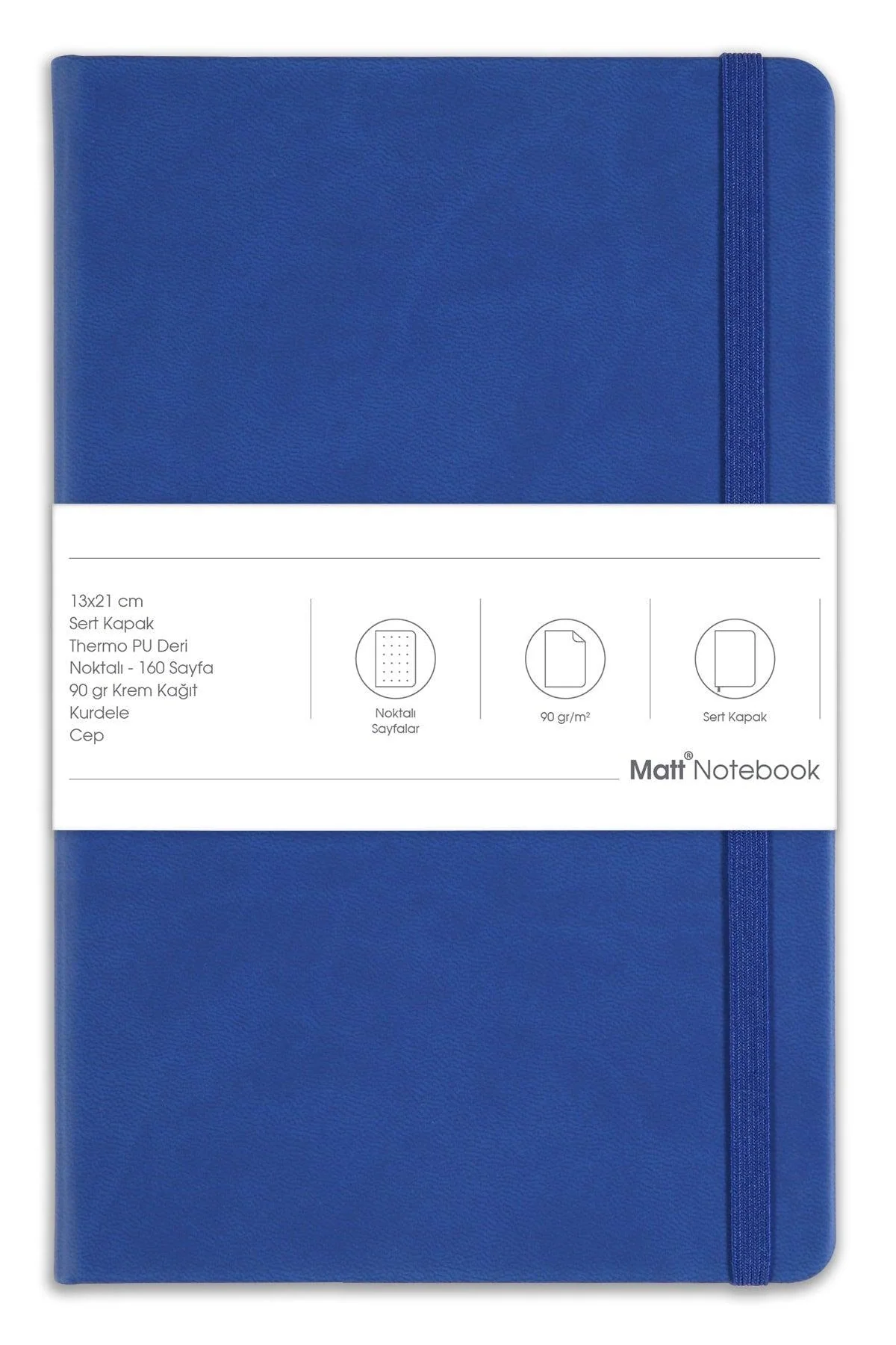 Hardcover dotted notebook 13x21 cm with 160 ivory pages