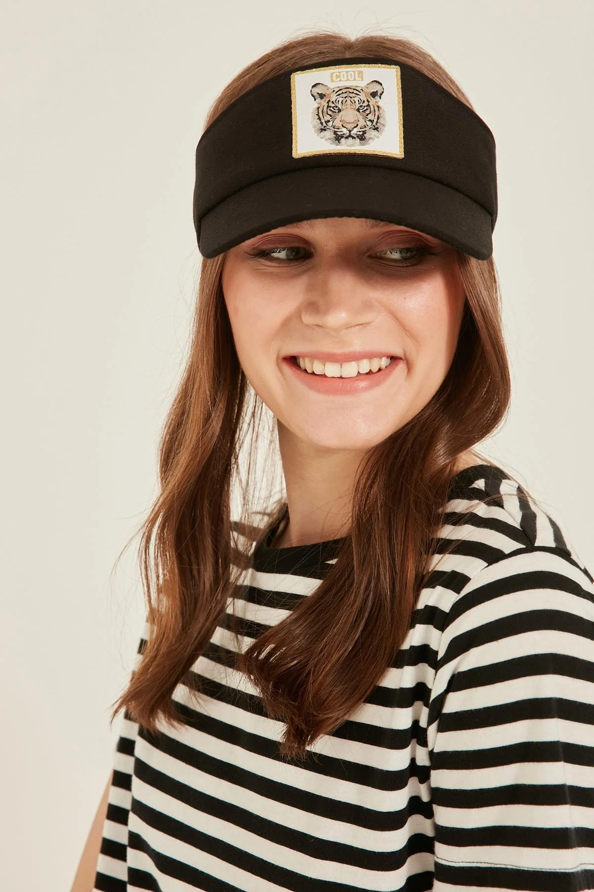 Black cotton visor hat with adjustable back for all-day comfort