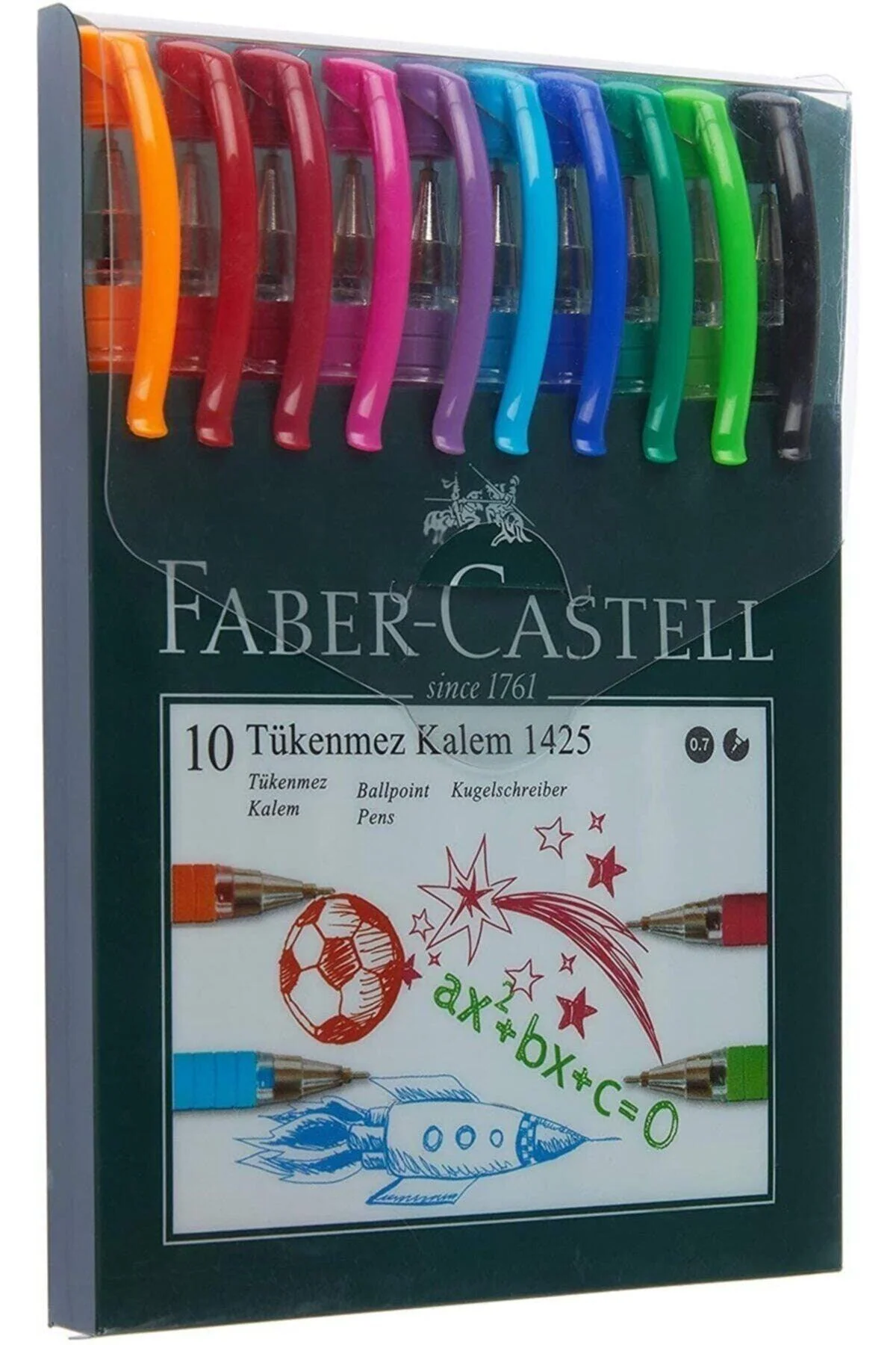 Ballpoint pen set with 10 colors and 0.7 mm tip for smooth writing