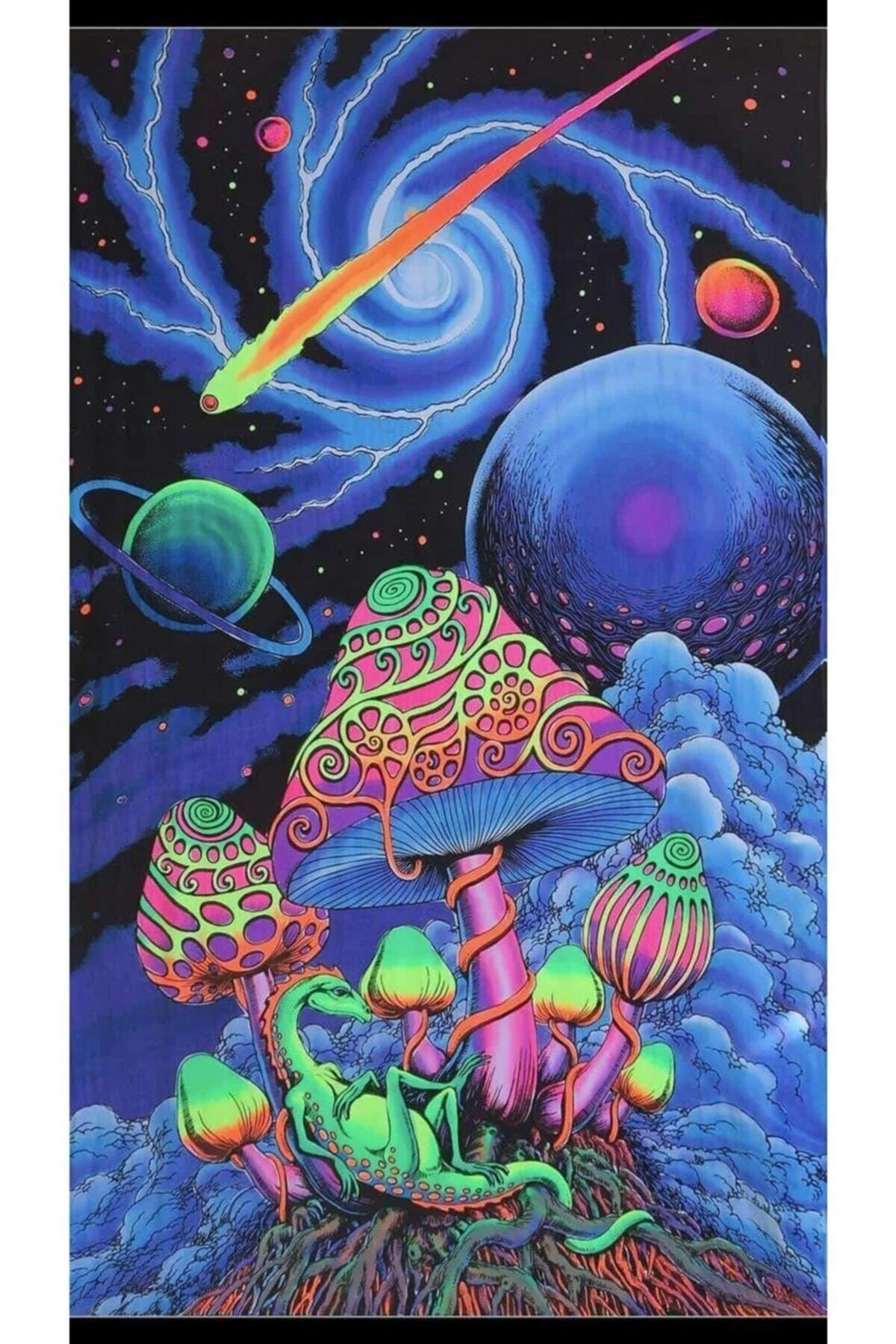 Mushroom Pattern Wall Tapestry – 100% Polyester Fabric