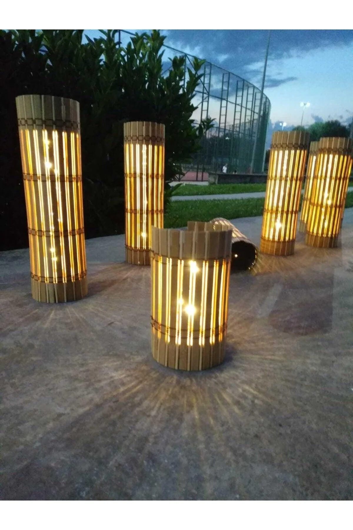 Bamboo wood LED wall sconce with dim glow feature