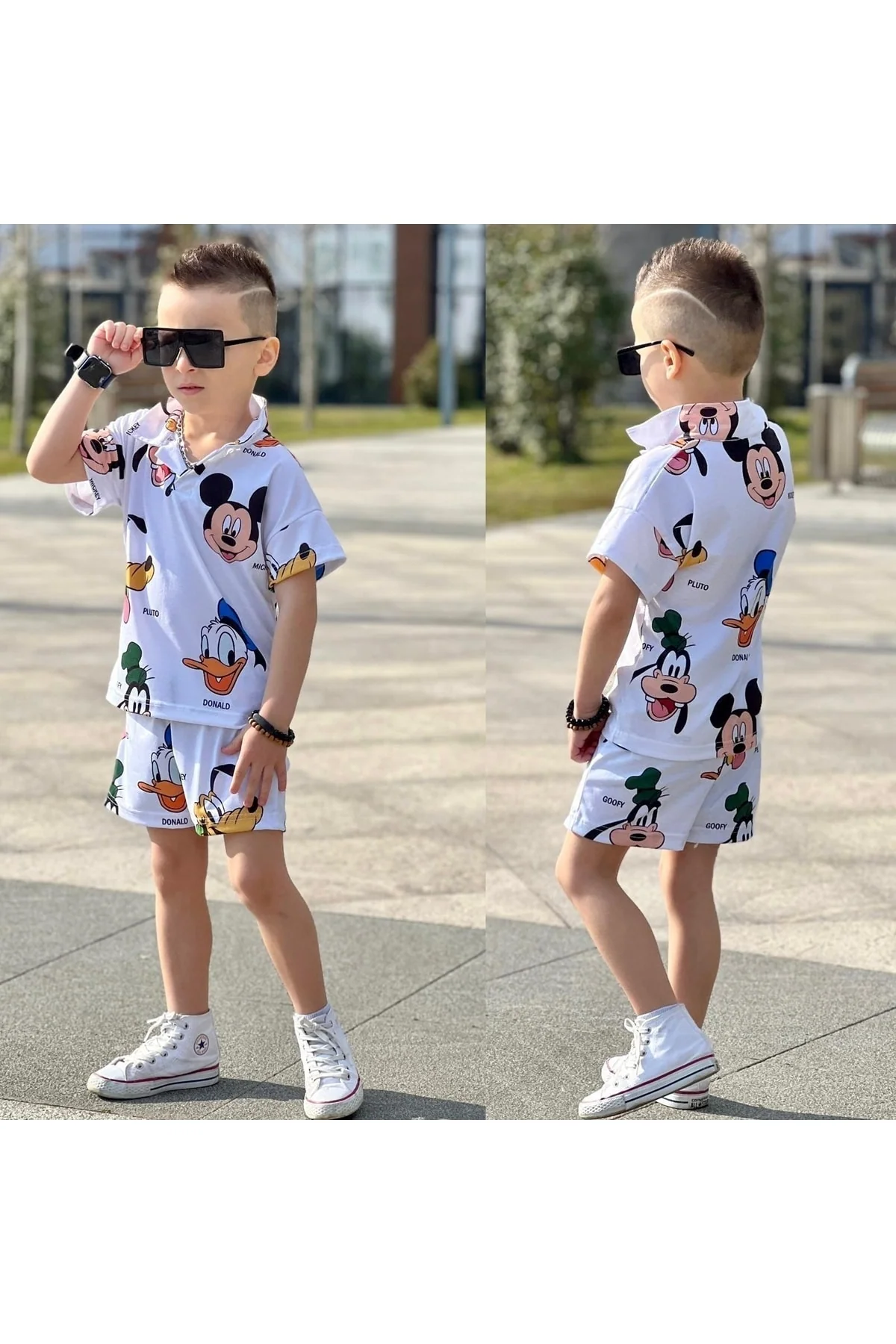 2-Piece Combed Cotton High-Neck Top and Bottom Set for Infants