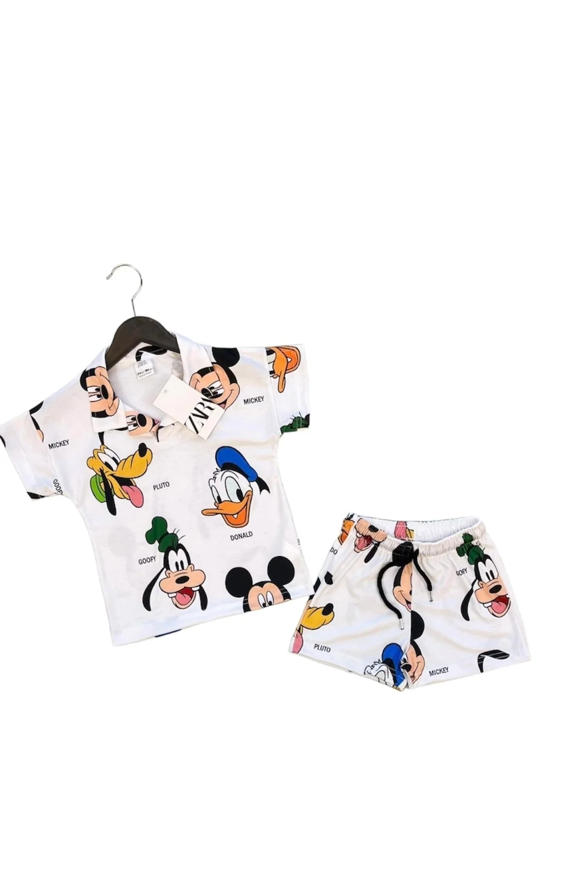 2-Piece Combed Cotton High-Neck Top and Bottom Set for Infants