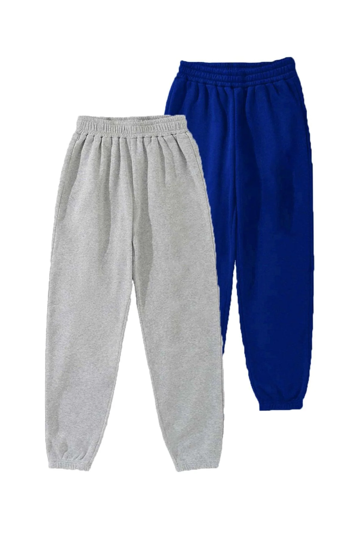 Men's 2-Pack Basic Plain Jogger Sweatpants in Gray and Blue