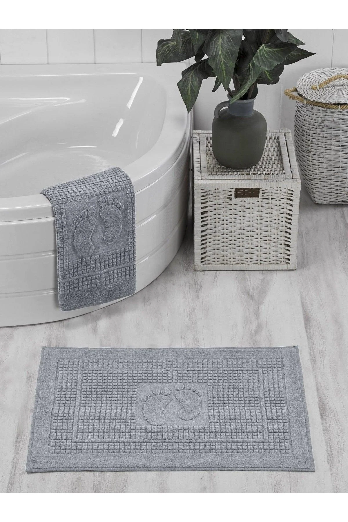 Anthracite grey 100% cotton foot towel set – 2 pieces, 50x70 cm