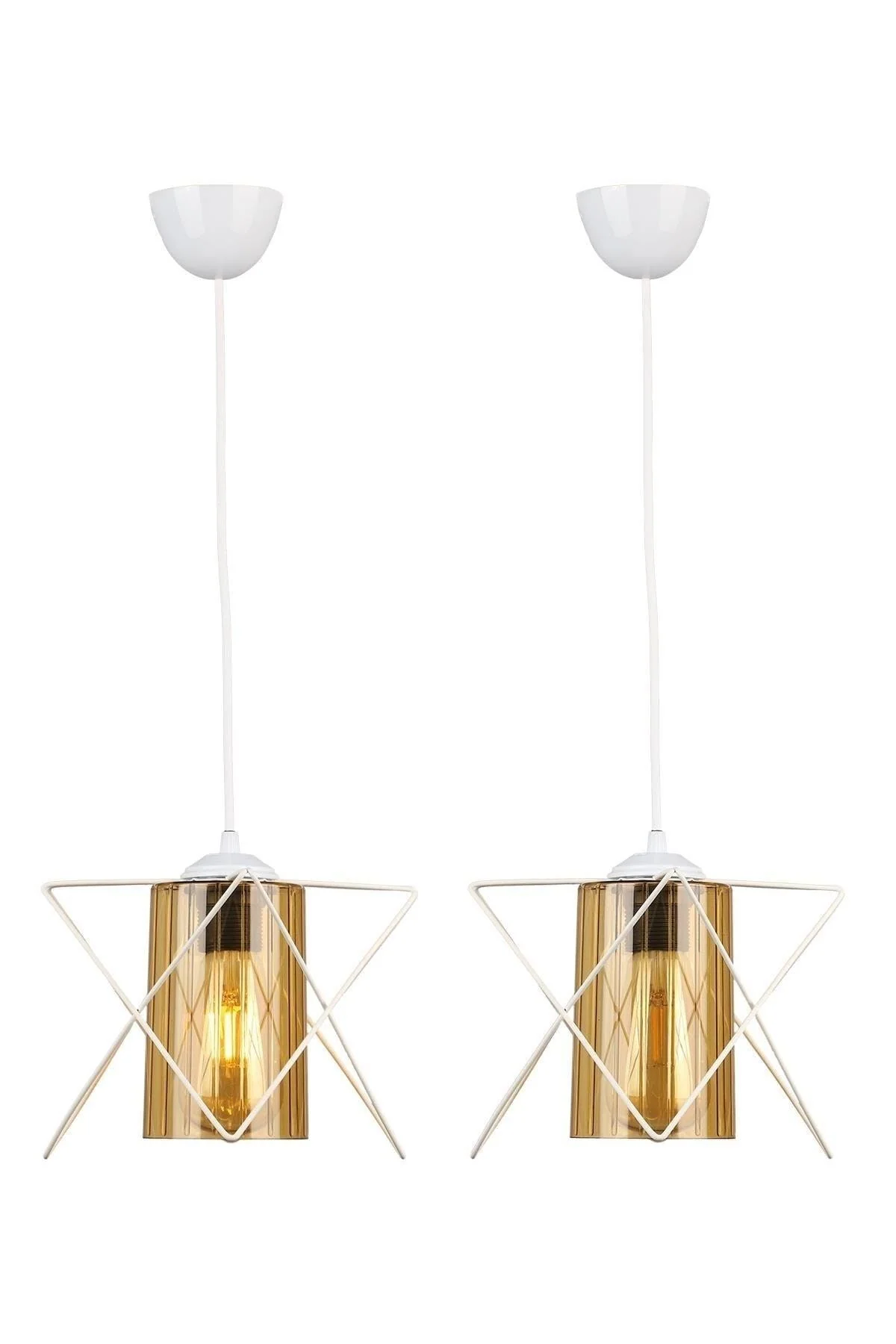 Pair of White and Honey Acrylic Wall Sconces with E27 Socket