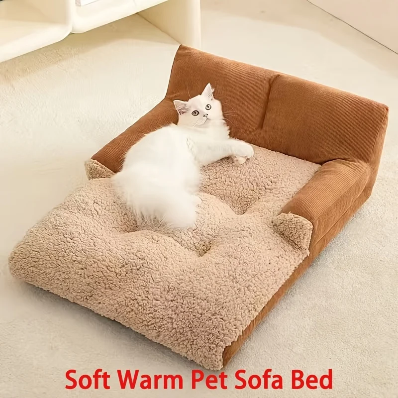 Plush Rectangular Pet Bed with Cushioned Interior for Small Dogs