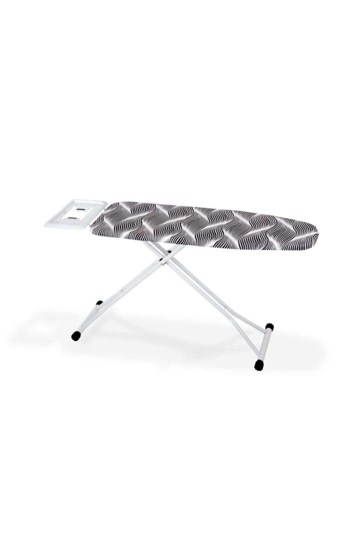 Monoblock ironing board with heat-resistant surface and plastic frame