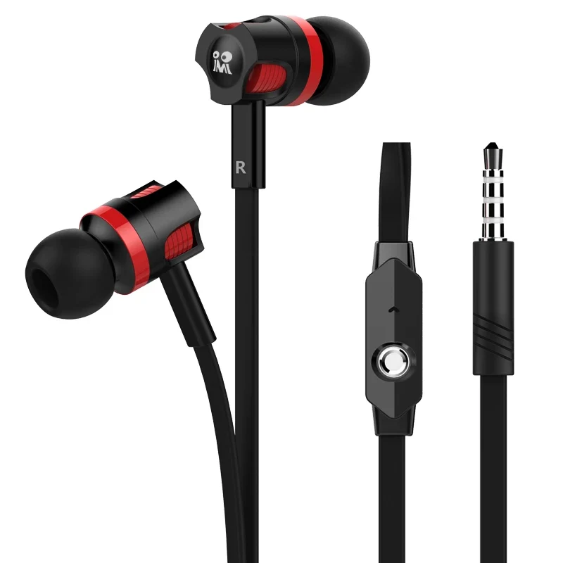 Wired sports earbuds with extra bass and inline mic for Samsung