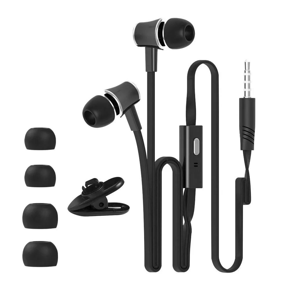 Wired sports earbuds with extra bass and inline mic for Samsung