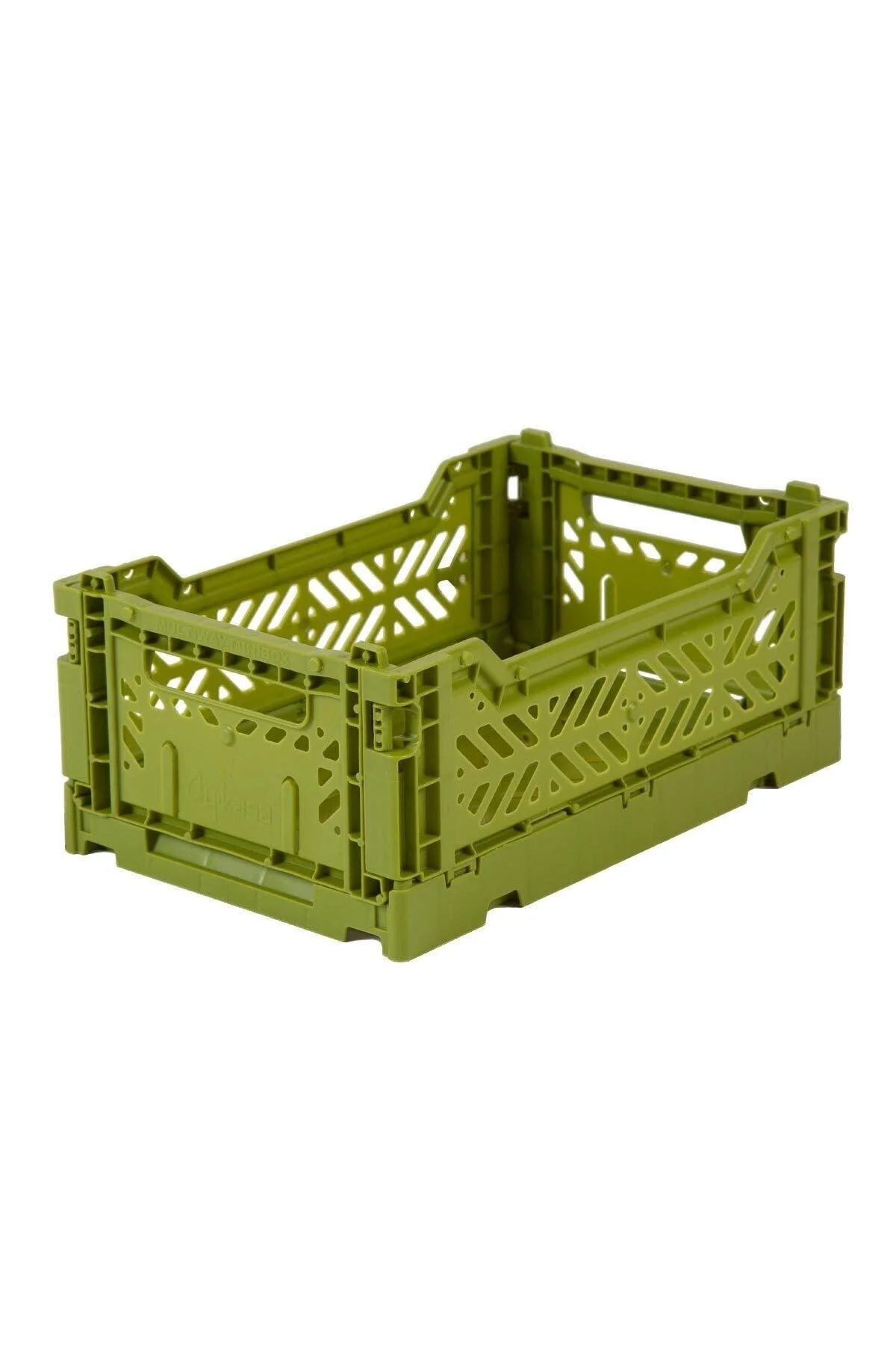 Olive green foldable storage crate 26 x 17 x 10 cm for toys and household organization