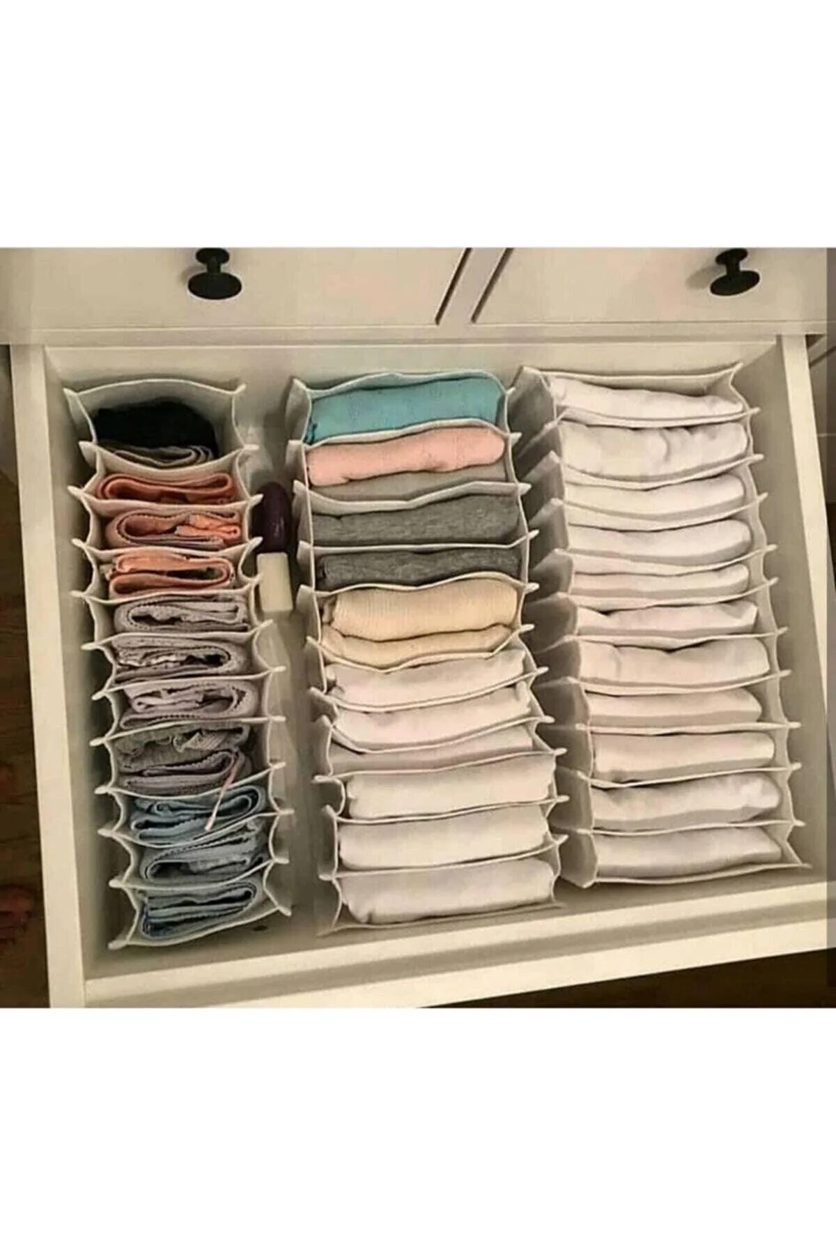 3-Piece Drawer Organizer Set with Medium and Small Bins - Cotton Fabric - Washable