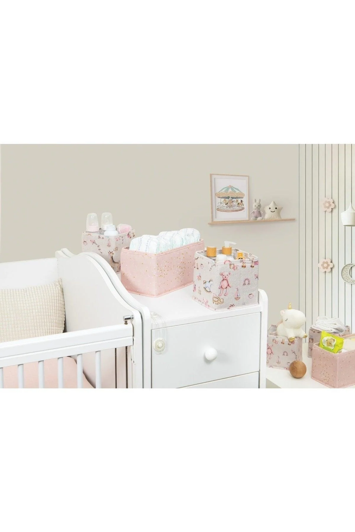 Foldable baby drawer organizer set for clothes and toys