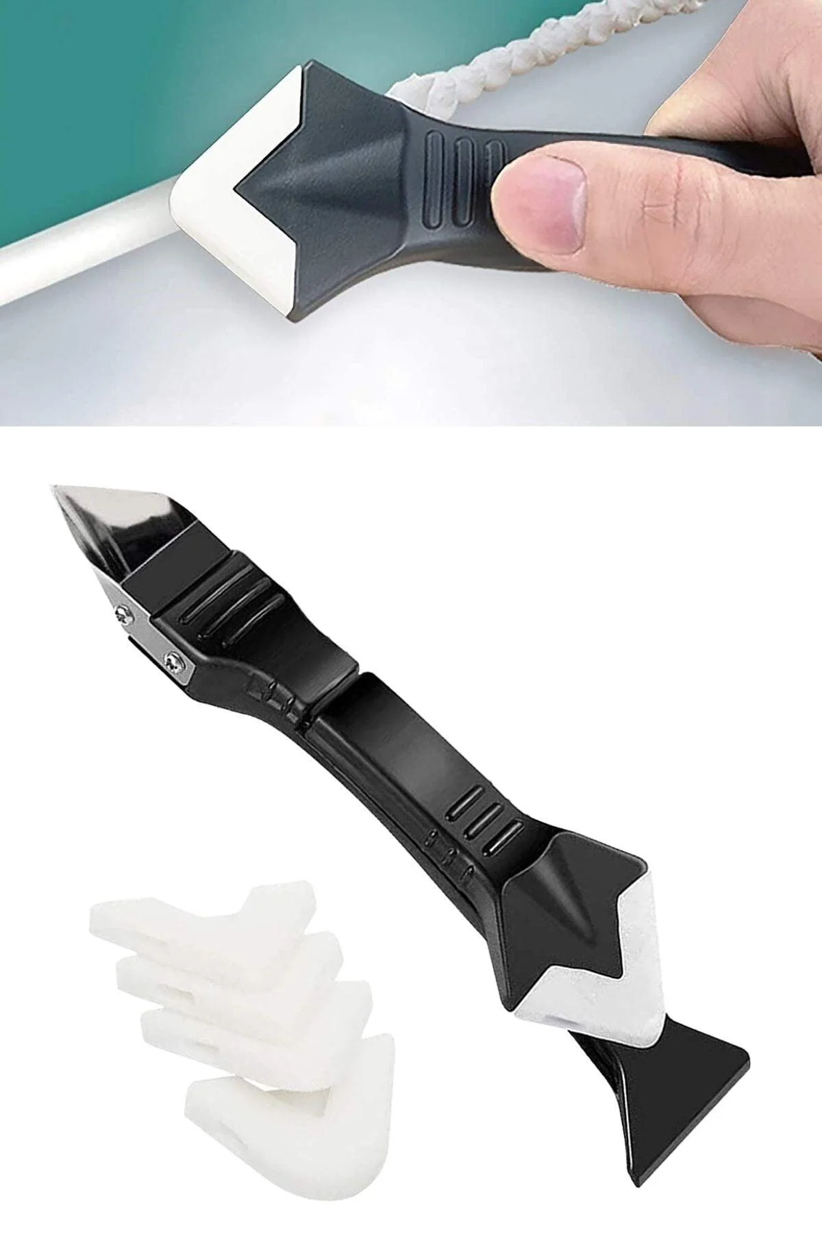 3-in-1 tile joint silicone scraper for smooth finishing