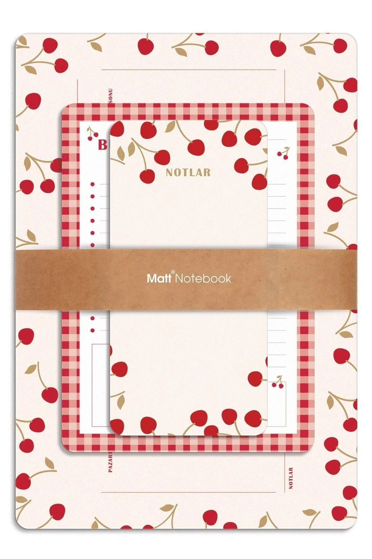 Cherry-Themed Desktop Planner Set with Weekly and To-Do Sections