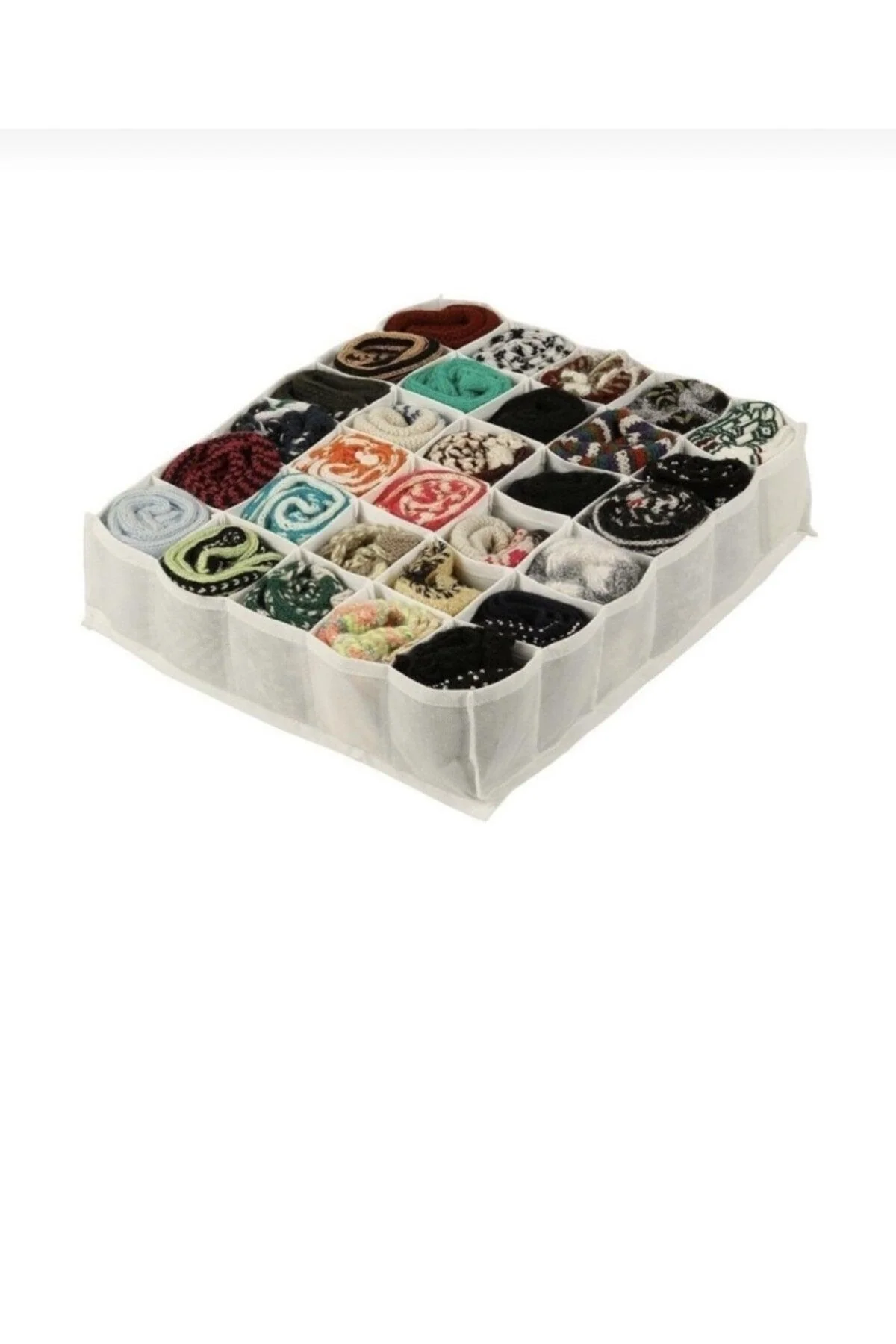 Honeycomb fabric organizer with 30 compartments for socks and accessories