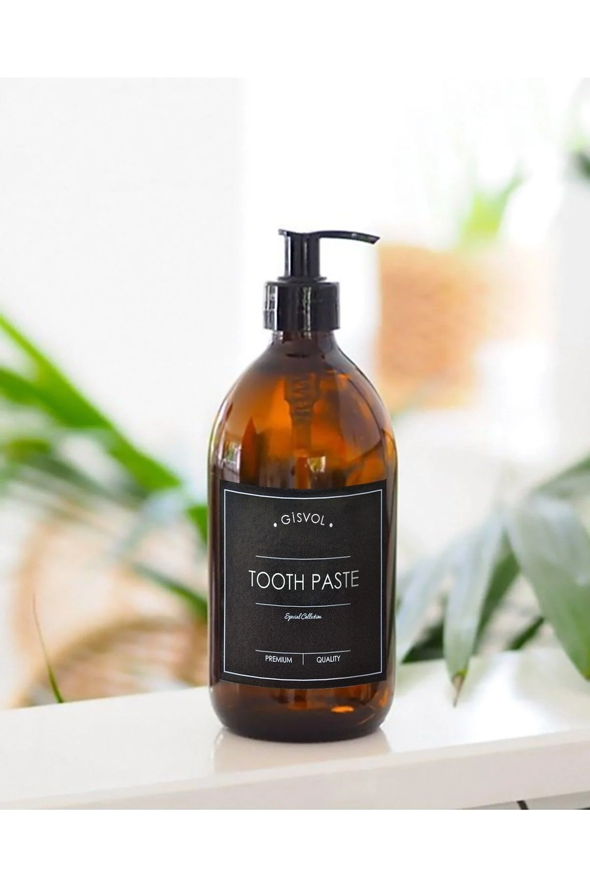 300ml Amber Glass Bottle with Pump Dispenser