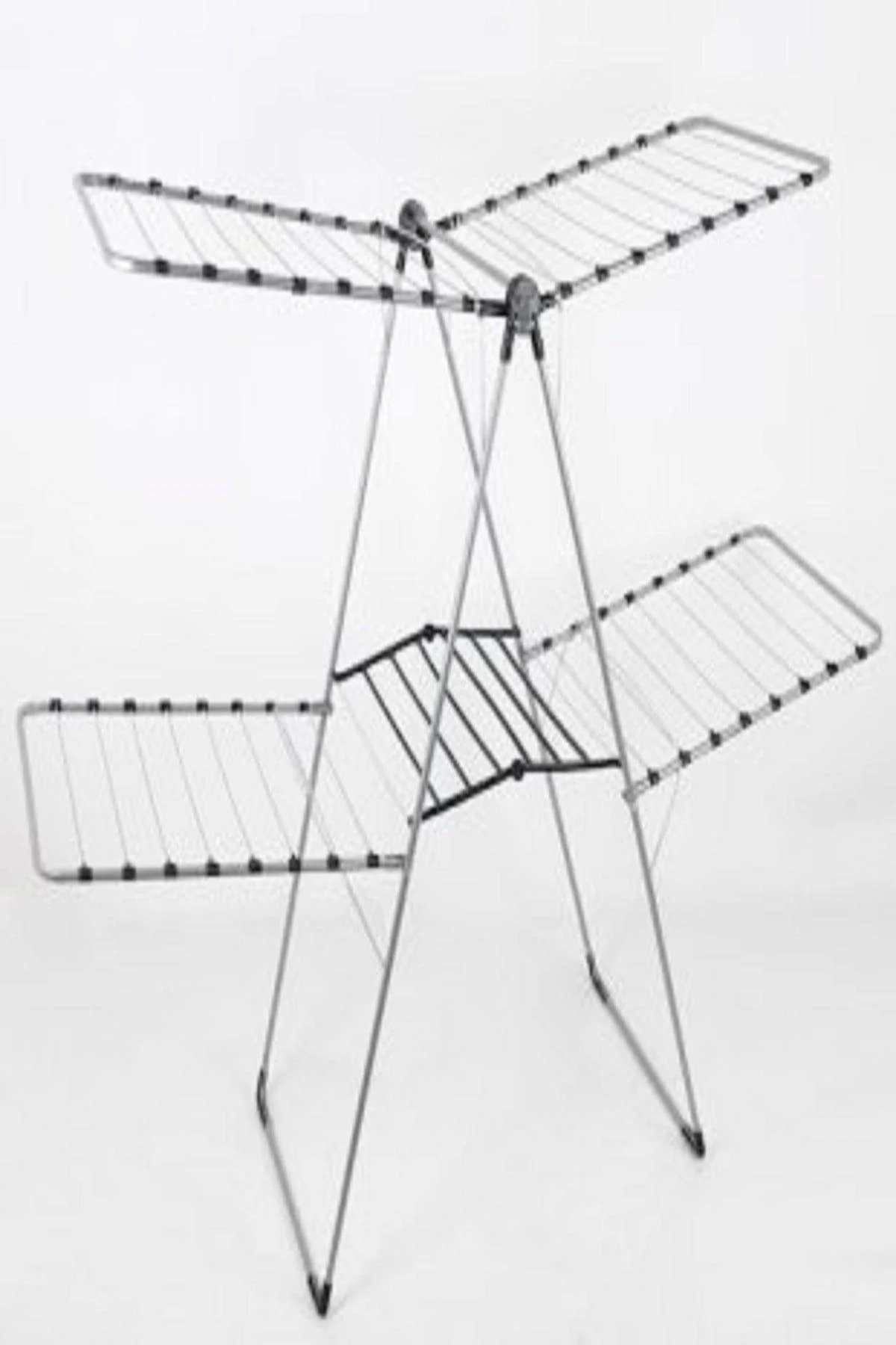 Two‑Tier Wire Laundry Drying Rack with LED Accent Lighting