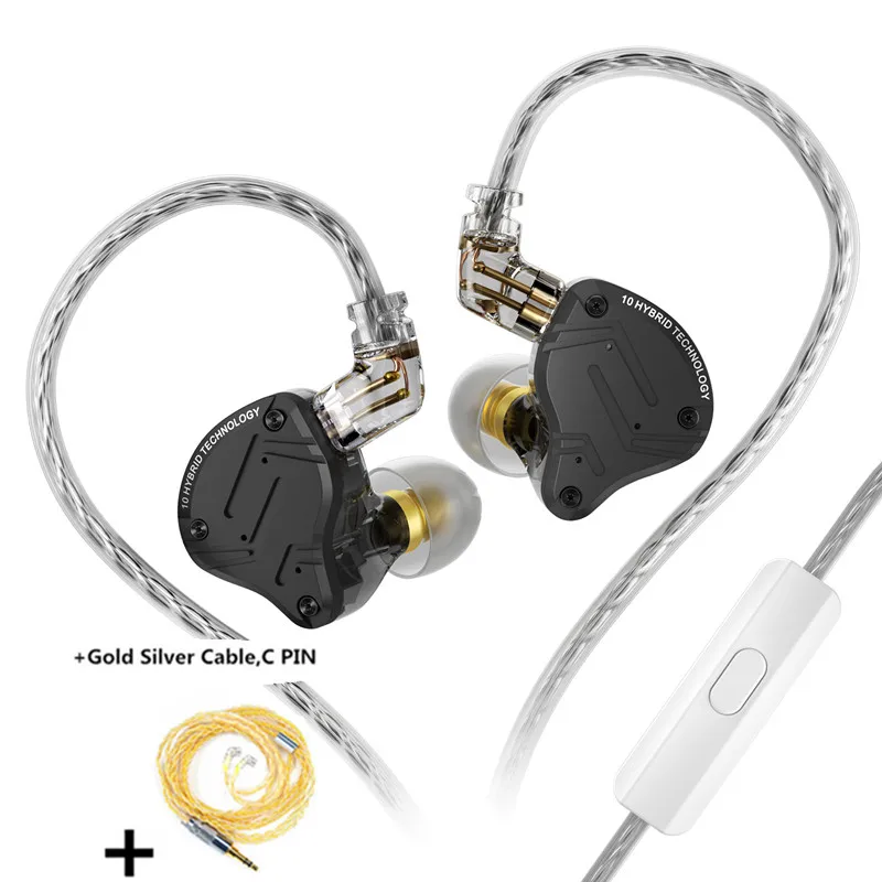 Hybrid metal in-ear earphones with noise cancelling and bass boost