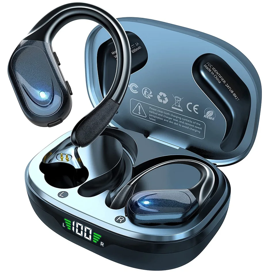 True wireless earphones with noise reduction and waterproof earhooks