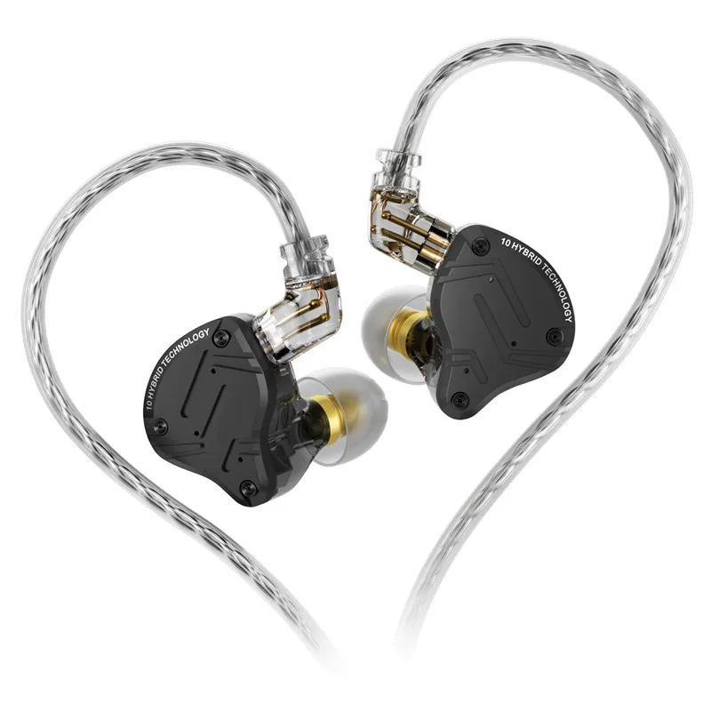 Wired in-ear monitor headphones with hybrid drivers and microphone
