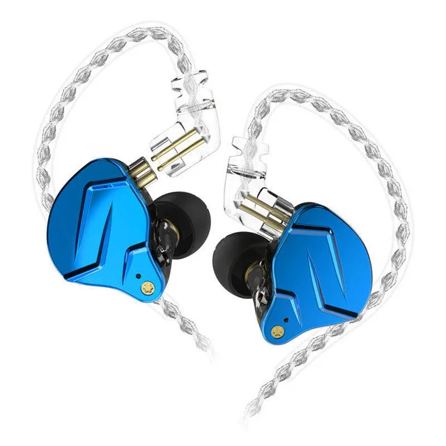 Hybrid in-ear earphones with noise cancelling and metal housing