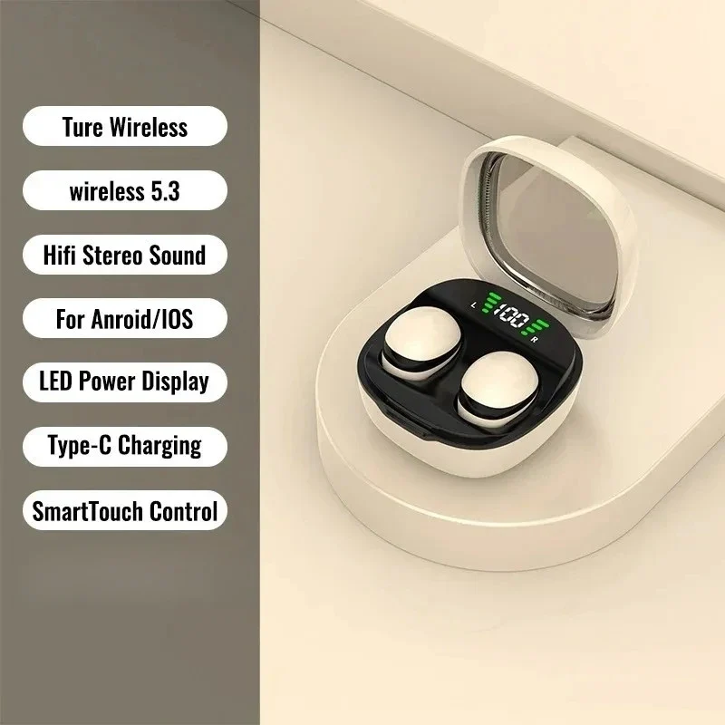 Compact Invisible Earbuds for Sleep & Work, Bluetooth 5.3 with HD Bass