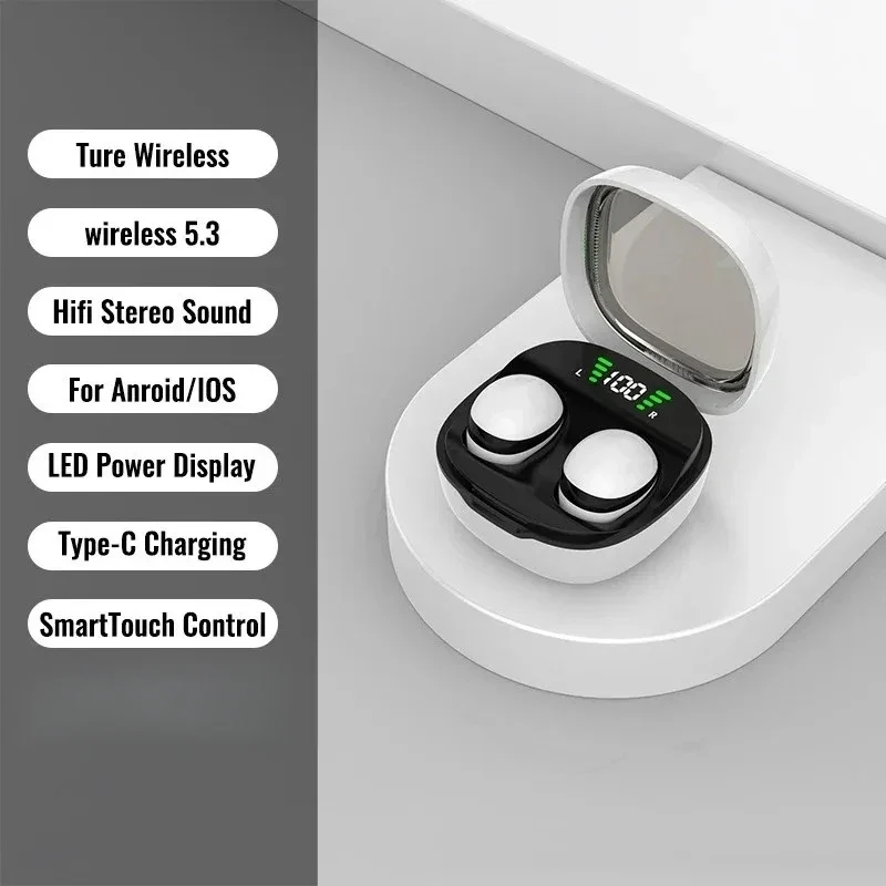 Compact Invisible Earbuds for Sleep & Work, Bluetooth 5.3 with HD Bass
