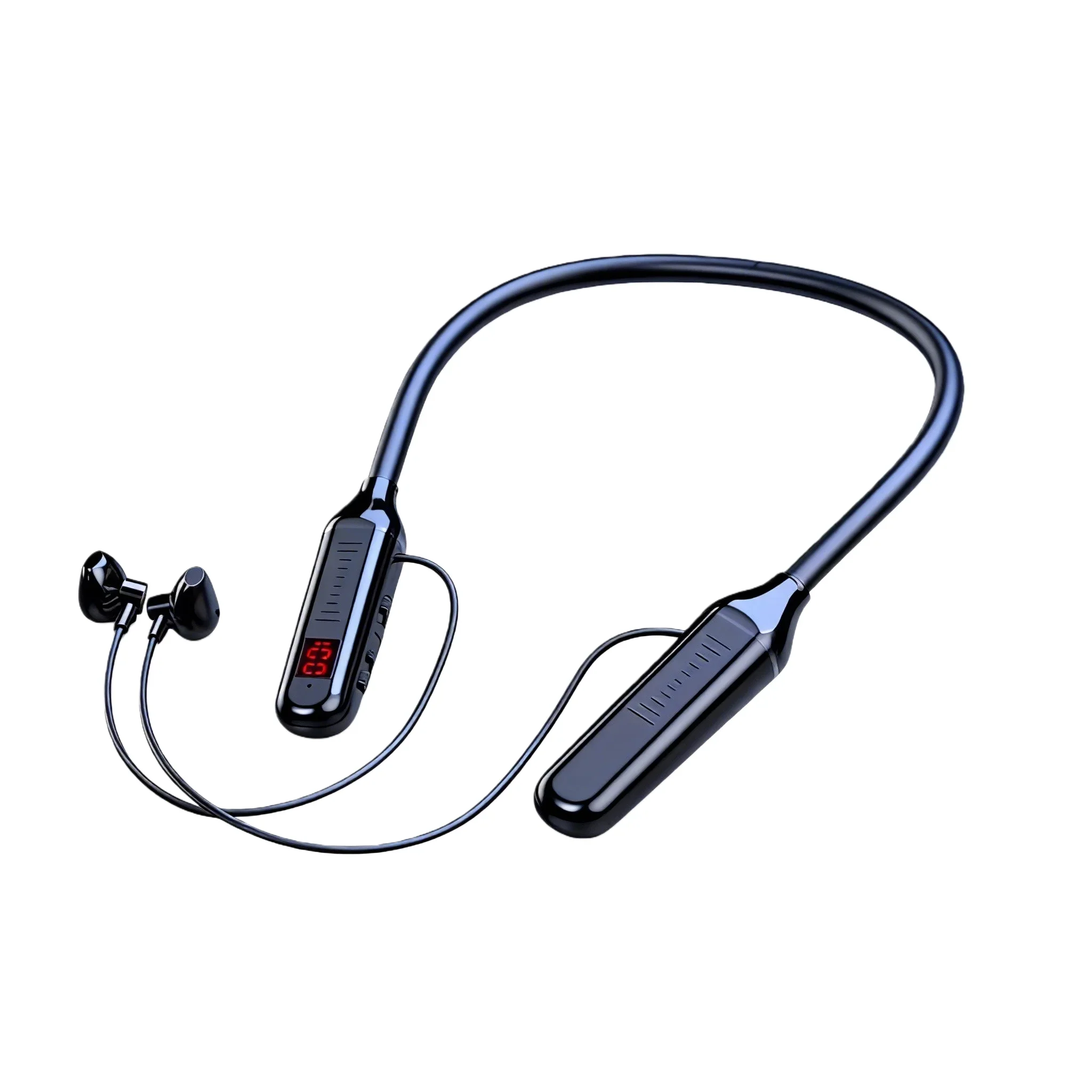 Neckband Bluetooth headphones with digital display and long battery life