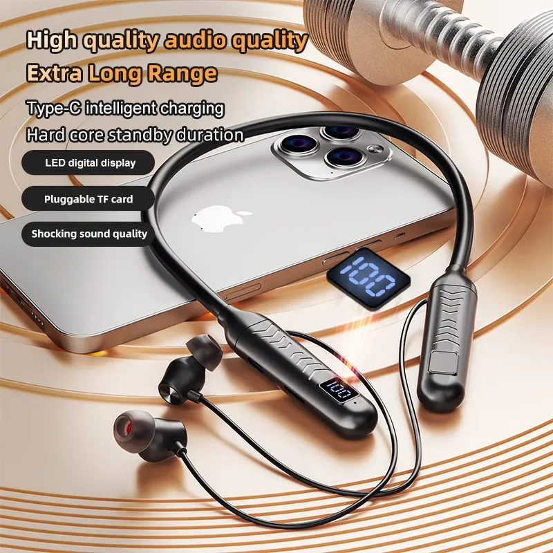 True wireless Bluetooth earbuds with digital display and pluggable memory card support