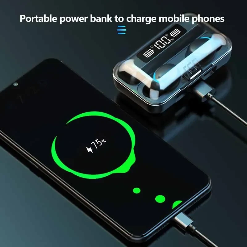 Wireless Bluetooth TWS headphones with digital display charging case