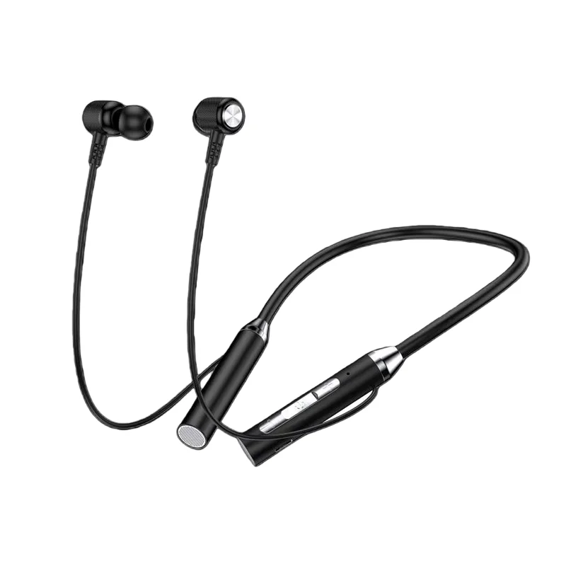9D wireless Bluetooth sport neckband earbuds with magnetic clip