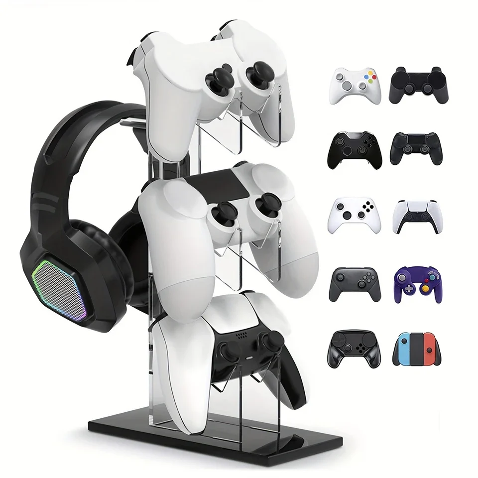3‑tier storage stand for PS5 and PS4 controllers and headphones