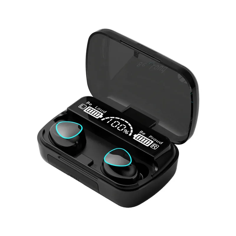 Bluetooth 5.3 True Wireless Earbuds with Built-in LED Display for Battery & Connection Status