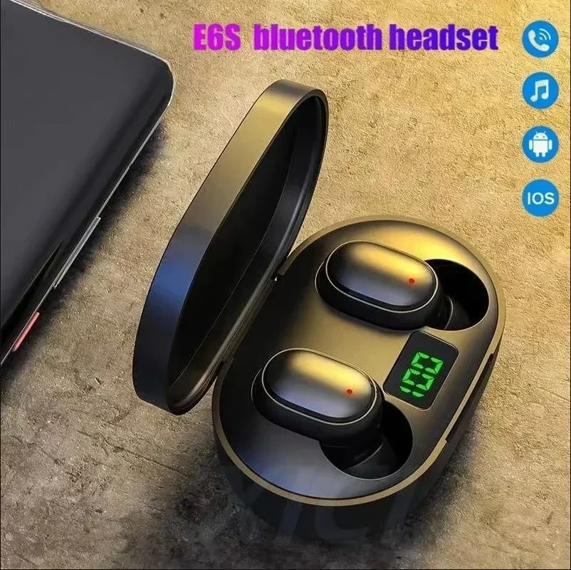 Wireless noise-cancelling earbuds with built-in microphone and compact case