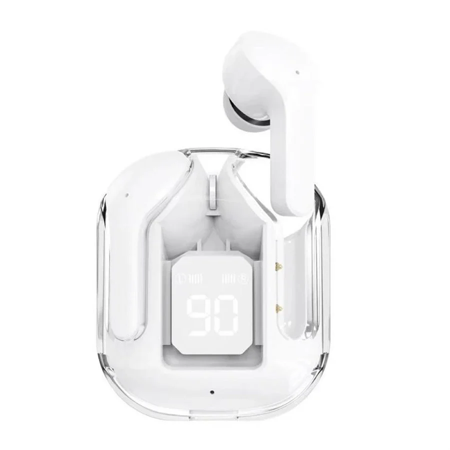Transparent wireless Bluetooth earphones with digital display and stereo sound