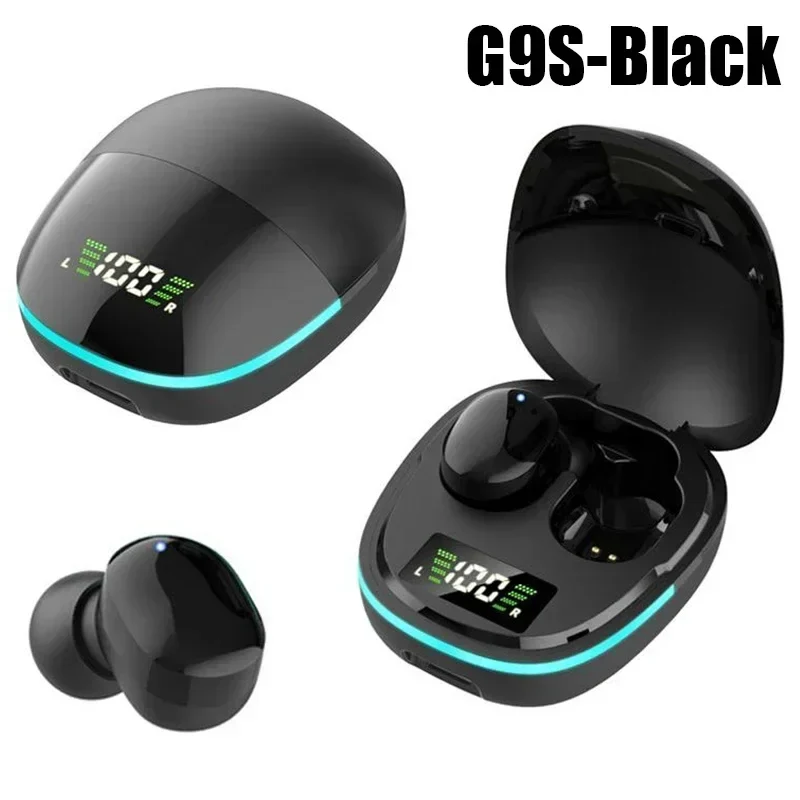 Wireless Bluetooth earbuds with LED display and noise cancelling