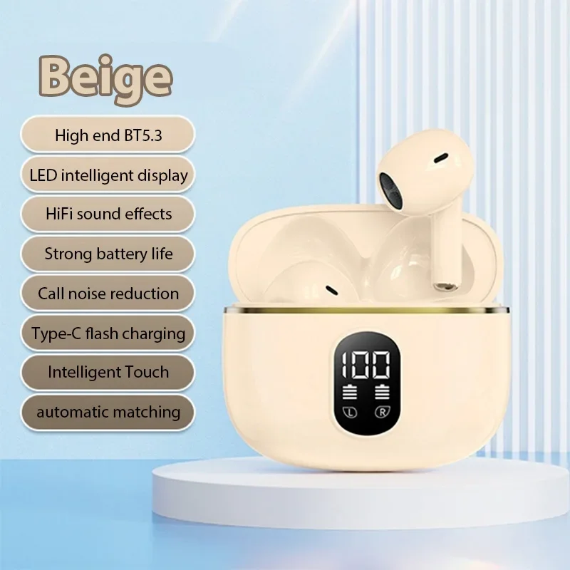 LED display in-ear headphones with Hi-Fi stereo sound and 480mAh battery