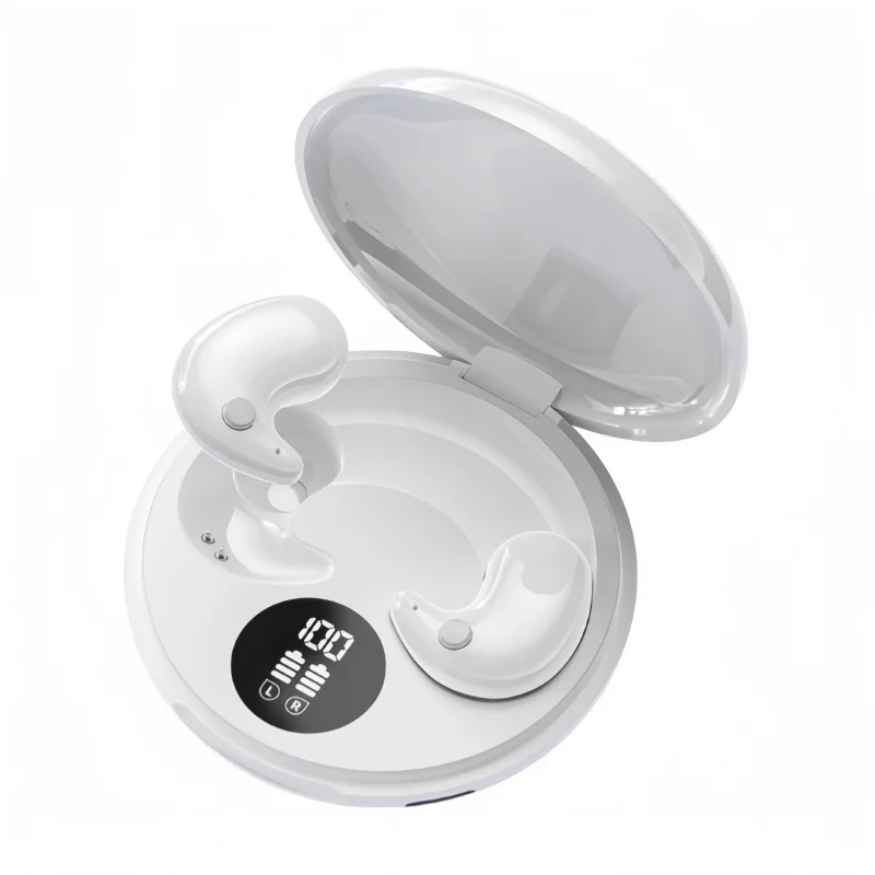 Bluetooth sleep earbuds with touch controls and soft silicone tips for nighttime listening