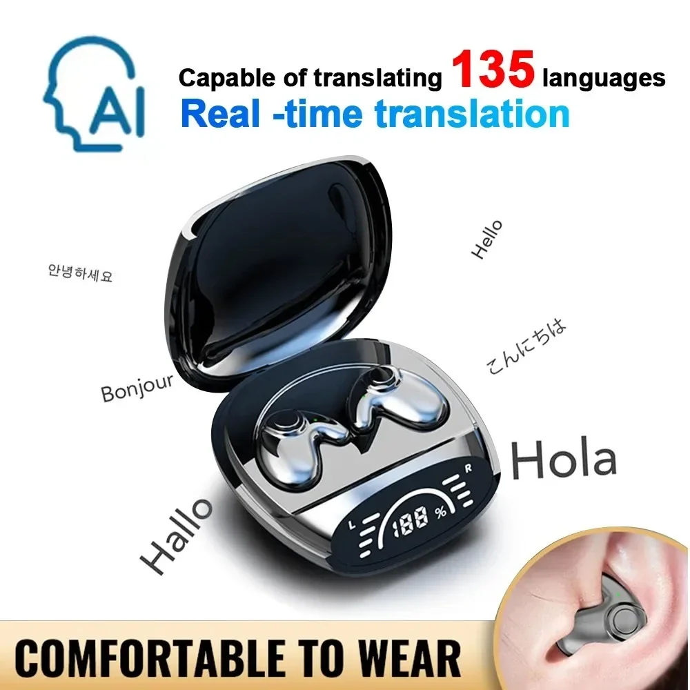 Wireless Bluetooth earbuds with AI translation and HiFi sound