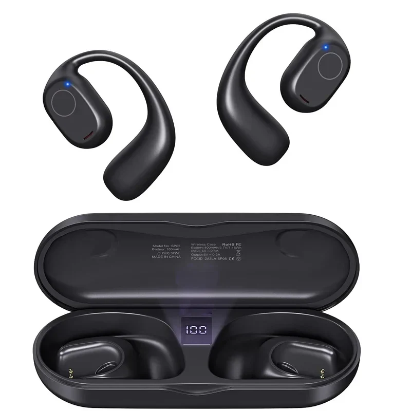 Open-Ear Bluetooth Wireless Sports Earbuds with Digital Display and 40-Hour Battery